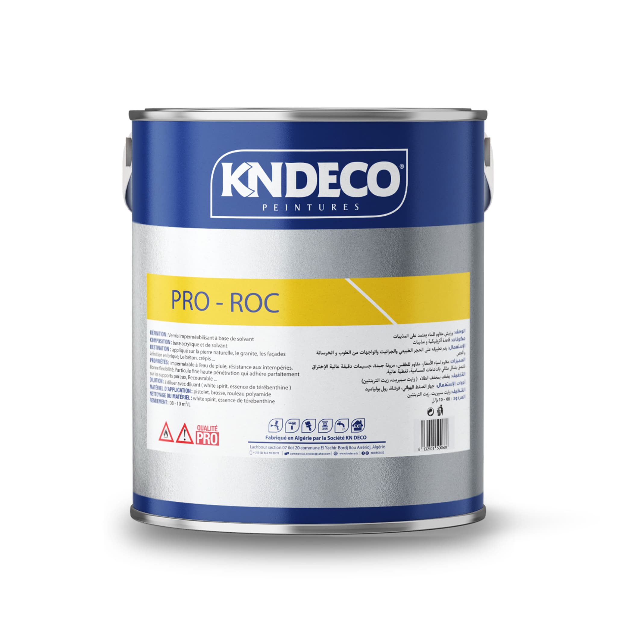 Bidon de vernis imperméabilisant transparent KNDECO PRO-ROC pour pierre, brique et béton