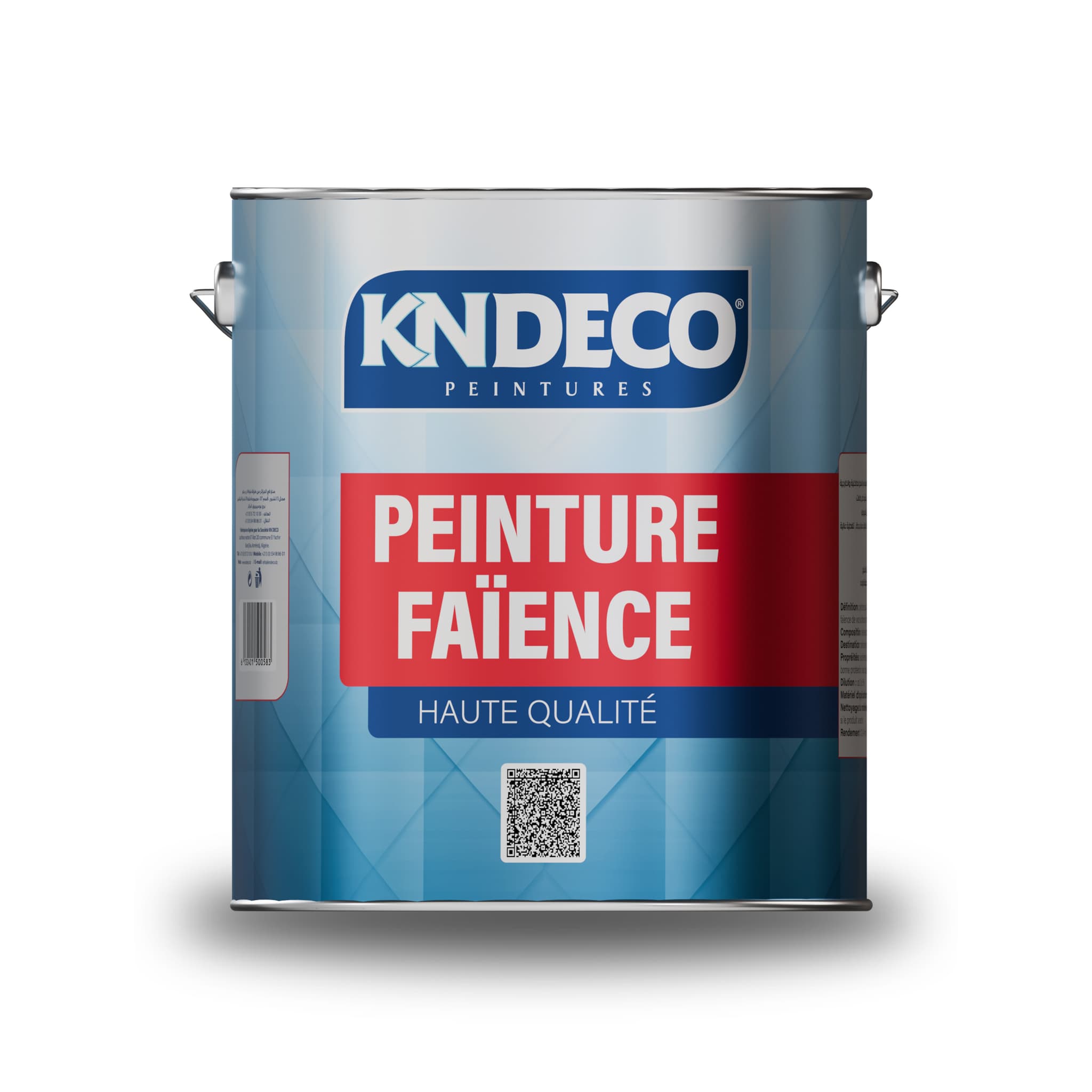Bidon de peinture satinée pour faïence KNDECO, fabriquée en Algérie