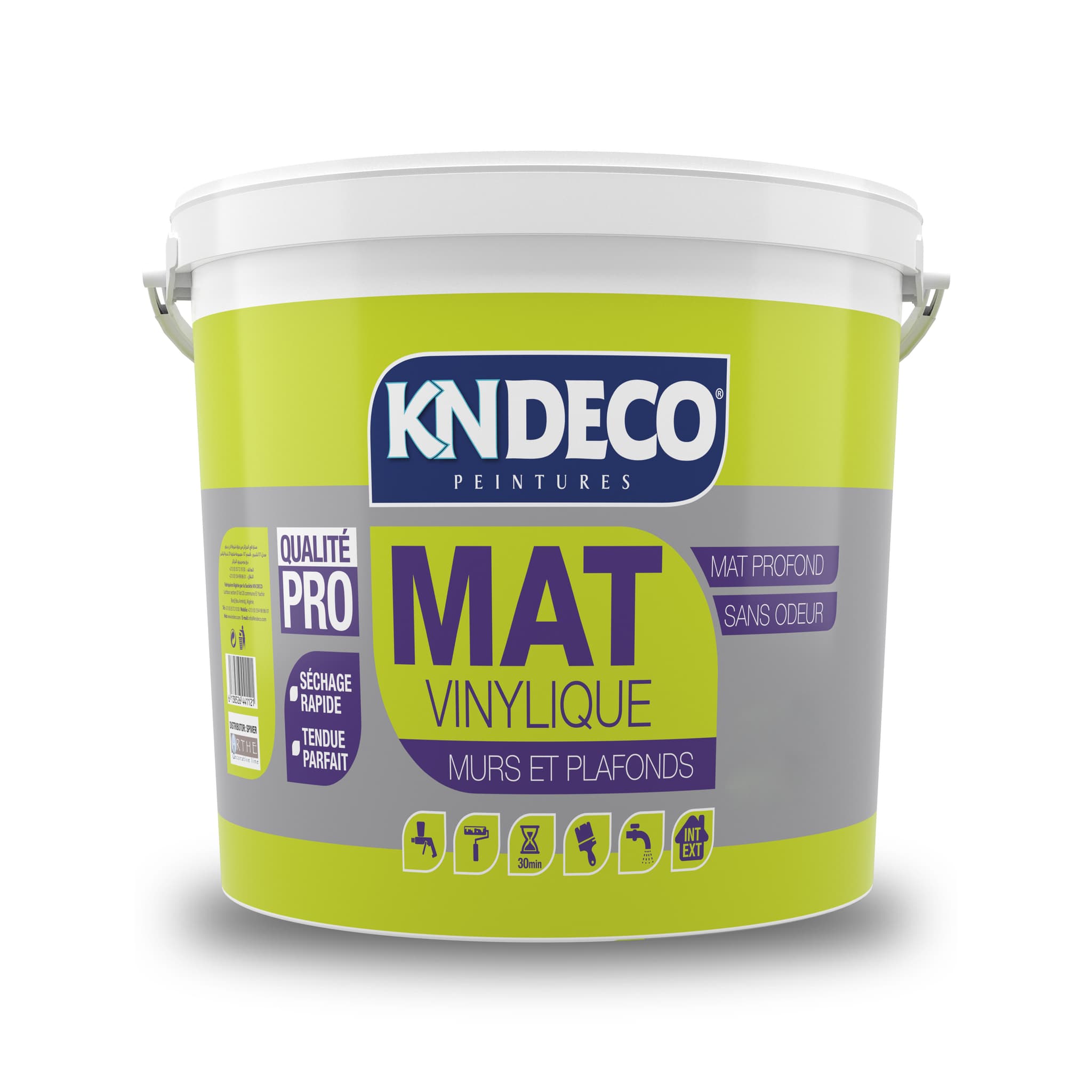Bidon de peinture mate vinylique KNDECO pour murs et plafonds des pièces sèches